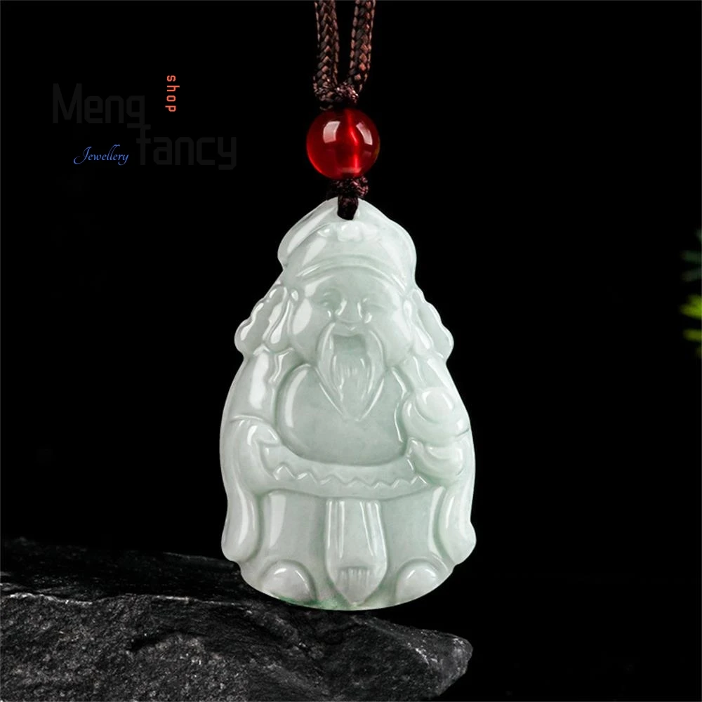 

Natural Myanmar A-goods Jadeite Light Green God of Fortune Pendant Simple Exquisite Mascots Best Selling Luxury Fashion Jewelry