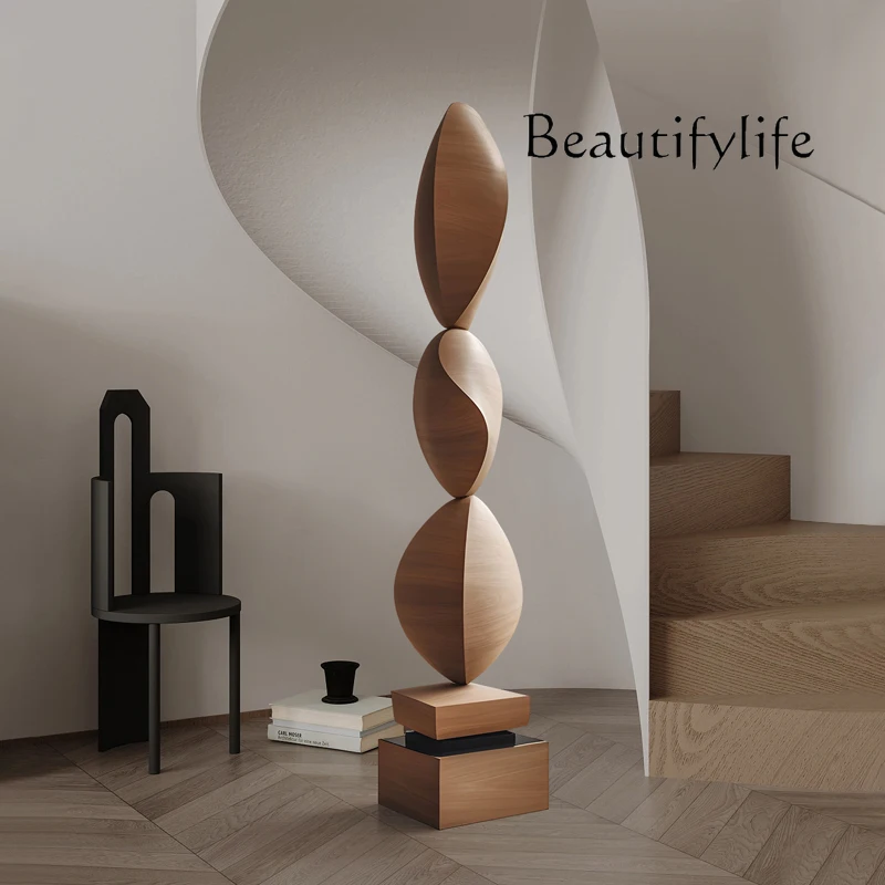 Entrance Abstract wood carving Floor-to-ceiling ornaments Hotel clubhouse Large ornaments Sculpture art installation