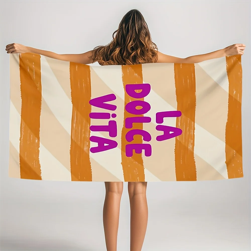 La Dolce Vita Striped Beach Towel Patterned Sunscreen And Windproof Suitable For Swimming Pool Camping Travel Blanket