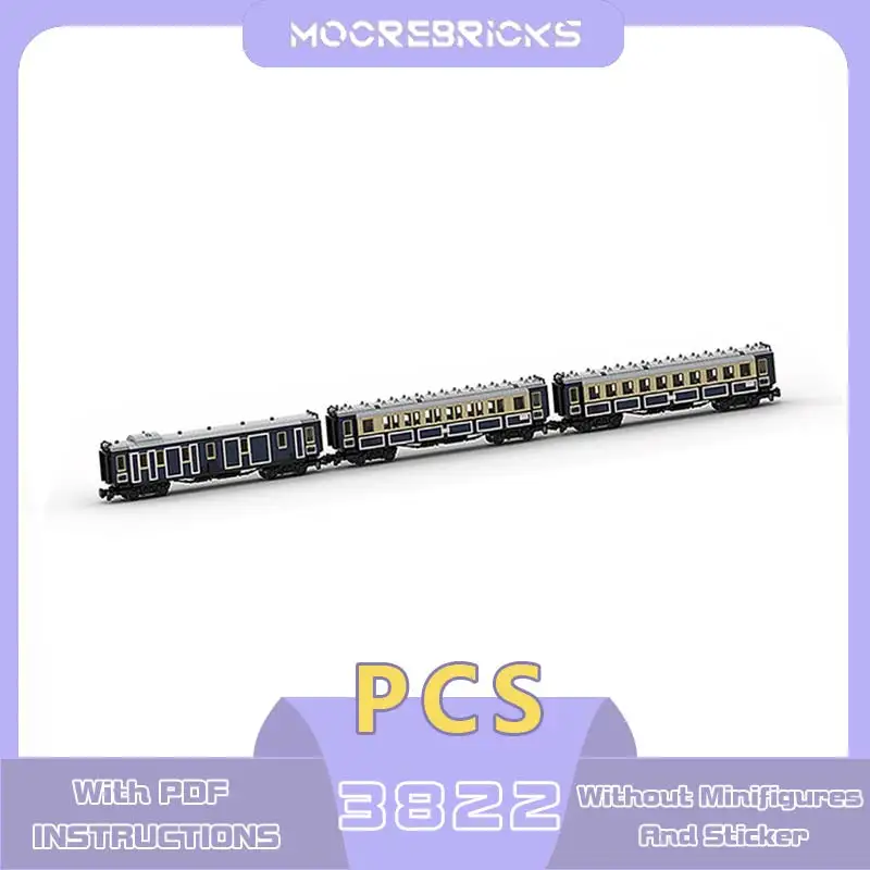 MOC Vintage Railway Train Building Blocks 8-Wide Classic Express Locomotive Model Construction Bricks Toy Adult Gift