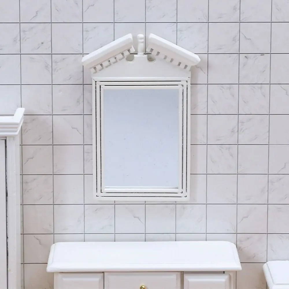 ตู้เสื้อผ้าตุ๊กตาไม้ขนาด 1:12 อุปกรณ์เสริมตุ๊กตาเฟอร์นิเจอร์ตุ๊กตาตู้เสื้อผ้าตู้อุปกรณ์ประกอบฉากภาพถ่ายกระจกแต่งตัวขนาดเล็กของเล่น