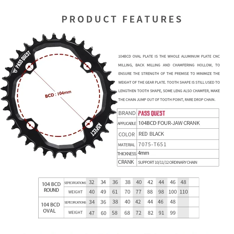 104 BCD narrow wide chainring Round for M780 M610 670 for Sram X0 X7 X5 X9 30T/32T/34T/36T/38T Bike Chainwheel 12 Speed