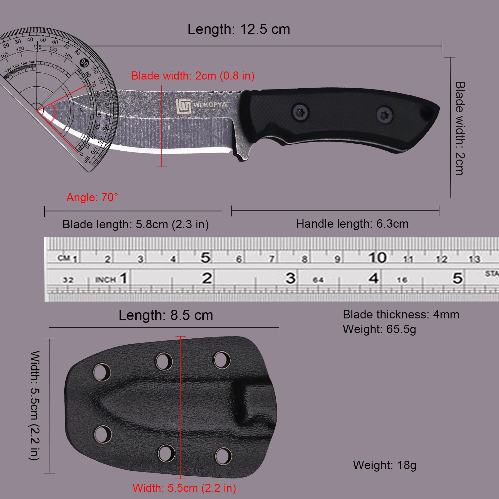 USA 440C Steel（ Full- Tang） Mini portable multi-purpose outdoor Straight Knife +K sheath, Jungle camping EDC tool knife