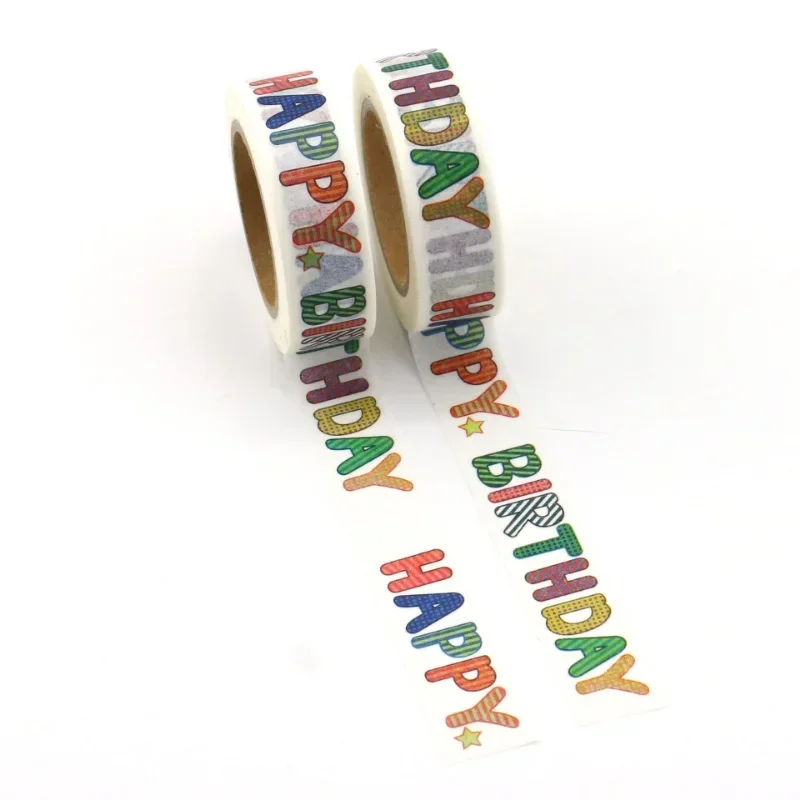 Happy Birthday Washi Tape, 10M Sticker Tape Roll Crafting Supplies, Birthday Greeting Washi Tape for Birthday Party Decoration