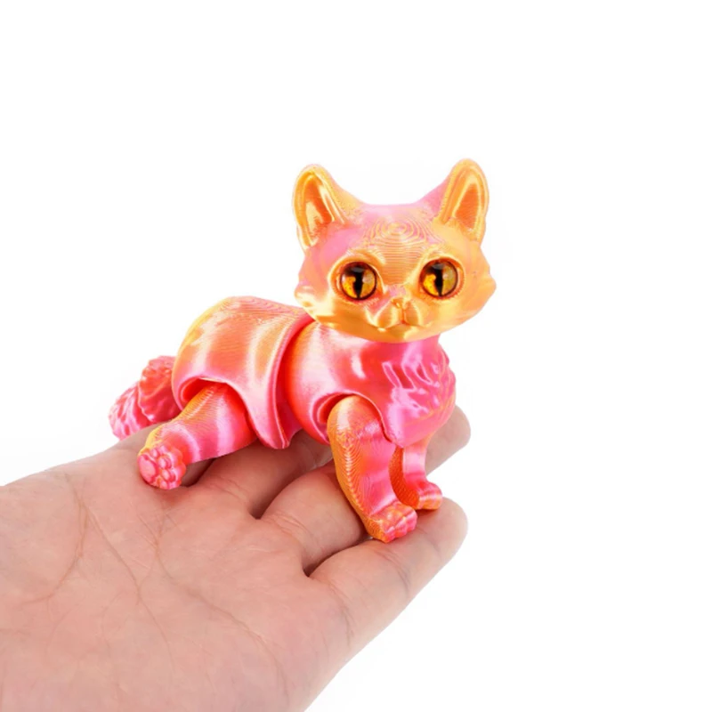 3D Printed Cute Cat Model Toys Sphynx Cat Ornament Realistic Hairless Figurine with Movable Joint Children\'s Funny New Year Gift