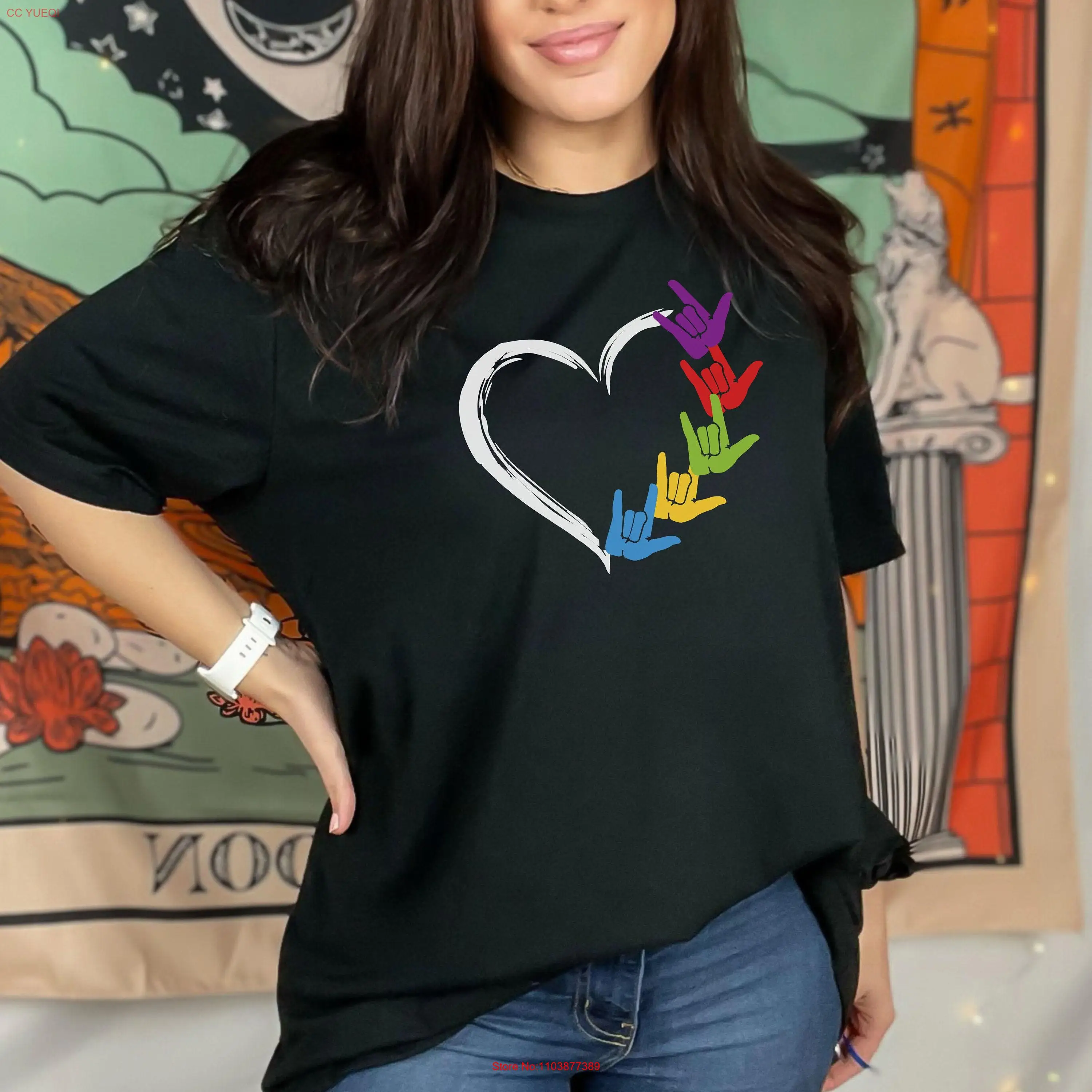 Футболка на языке жестов ASL ILY Speech Teacher Arts s Love унисекс с длинными или короткими рукавами