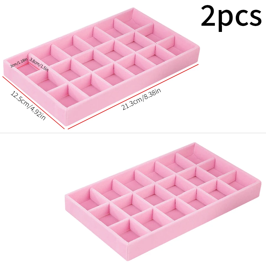 2Pcs Velvet Jewelry Display Tray, Exquisite Storage Box