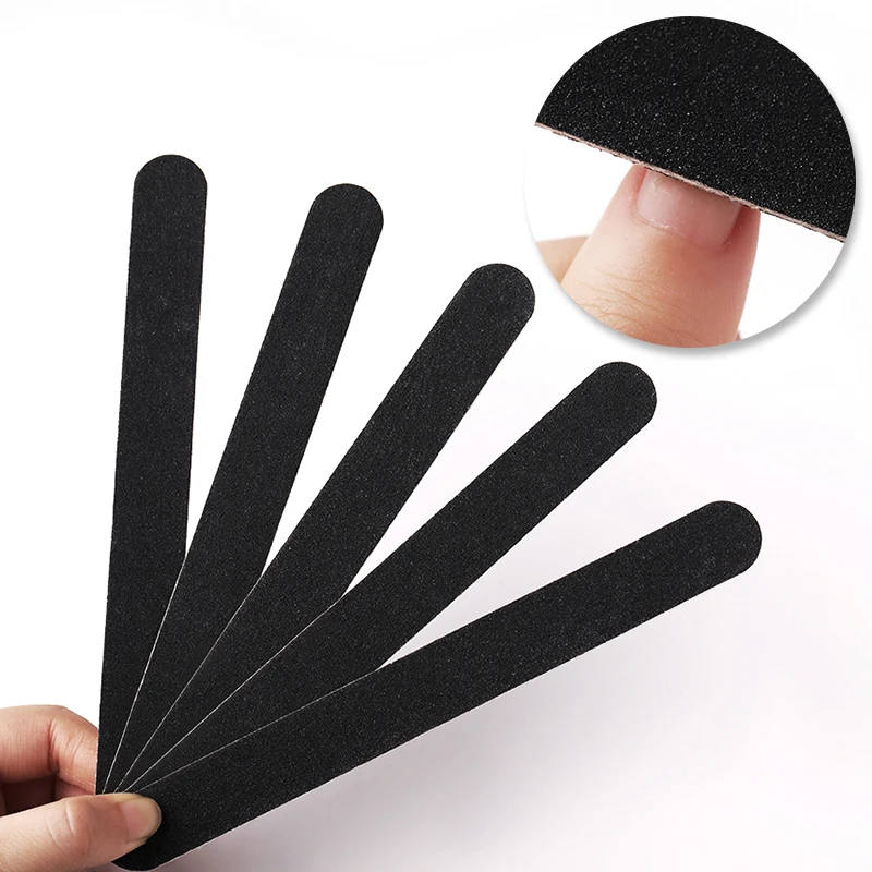 5 Stück schwarze Nagelfeilen aus Holz, professionelle 180/180 Nagelfeilen, gerade Sandpapier-Feilen für Nagelkunst, DIY-Maniküre