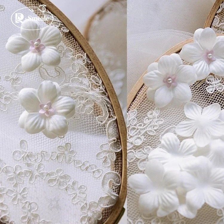 100 قطعة/الحزمة.3.8 سنتيمتر ثلاثية الأبعاد زهرة الساتان المواد خوذة الزفاف التصميم زهرة قطعة اليدوية DIY بها بنفسك فستان الزفاف البتلة اكسسوارات