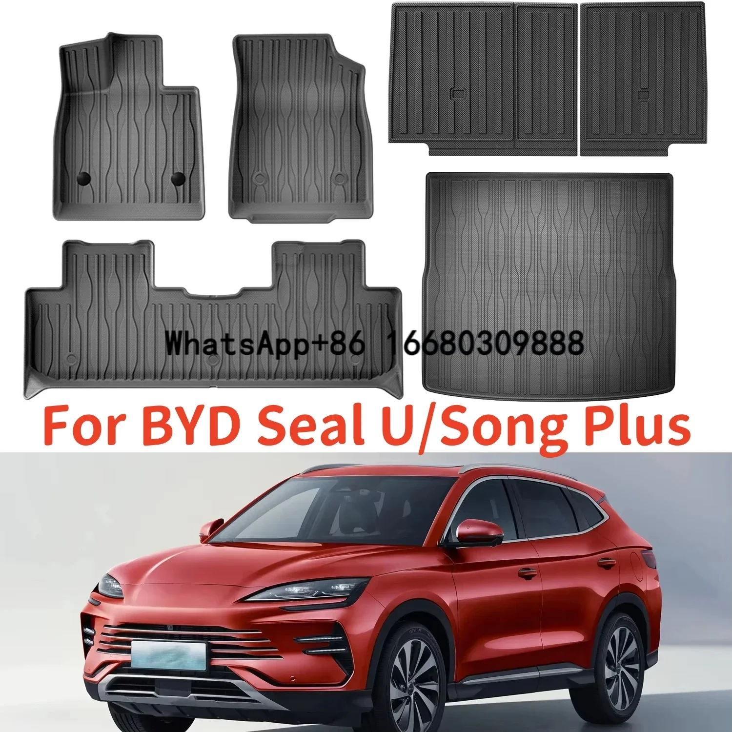 For BYD Seal U / Song Plus Sealion 6 2021-2024 TPE Floor Mats and Cargo Liner, All Weather Floor Liners Trunk Mat Heavy Duty Pad