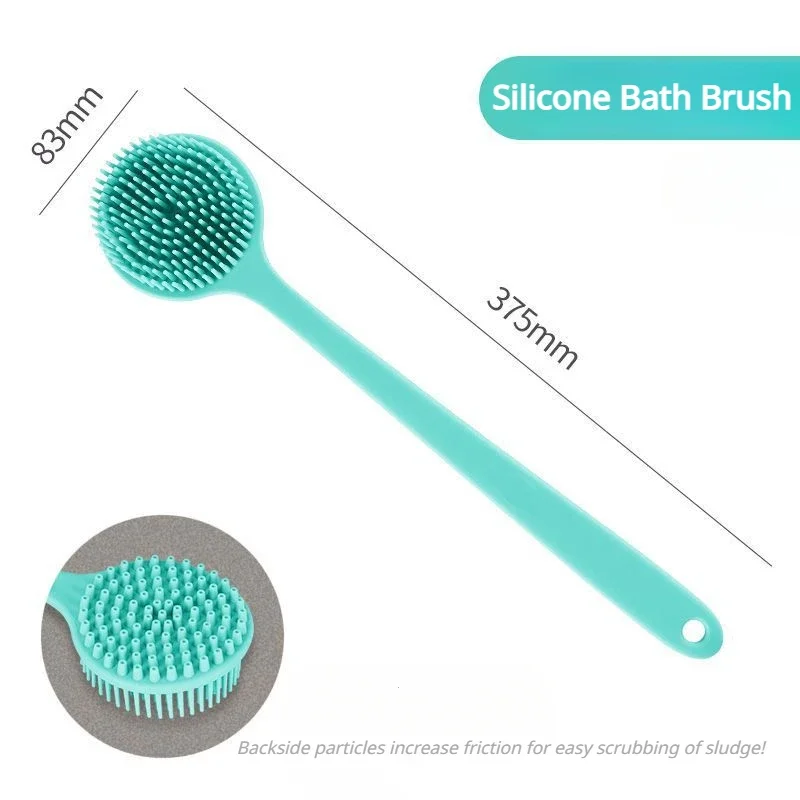 Silicone Long Handle Bath Scrub Artifact Lazy Shower Scrub Soft Hair Backrub Brush Bath Brush  Body Scrub Containers