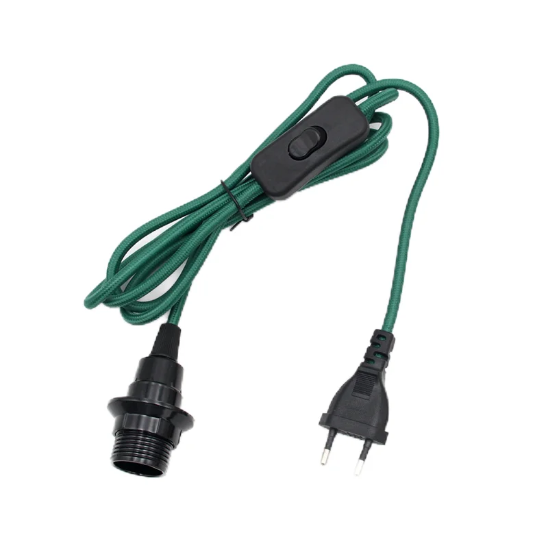 AC 220V European Plug Power Cords Fabric Braided Cable With Switch E14 Screw Bulb Lamp Holder for DIY Hanging Light Table Lamp