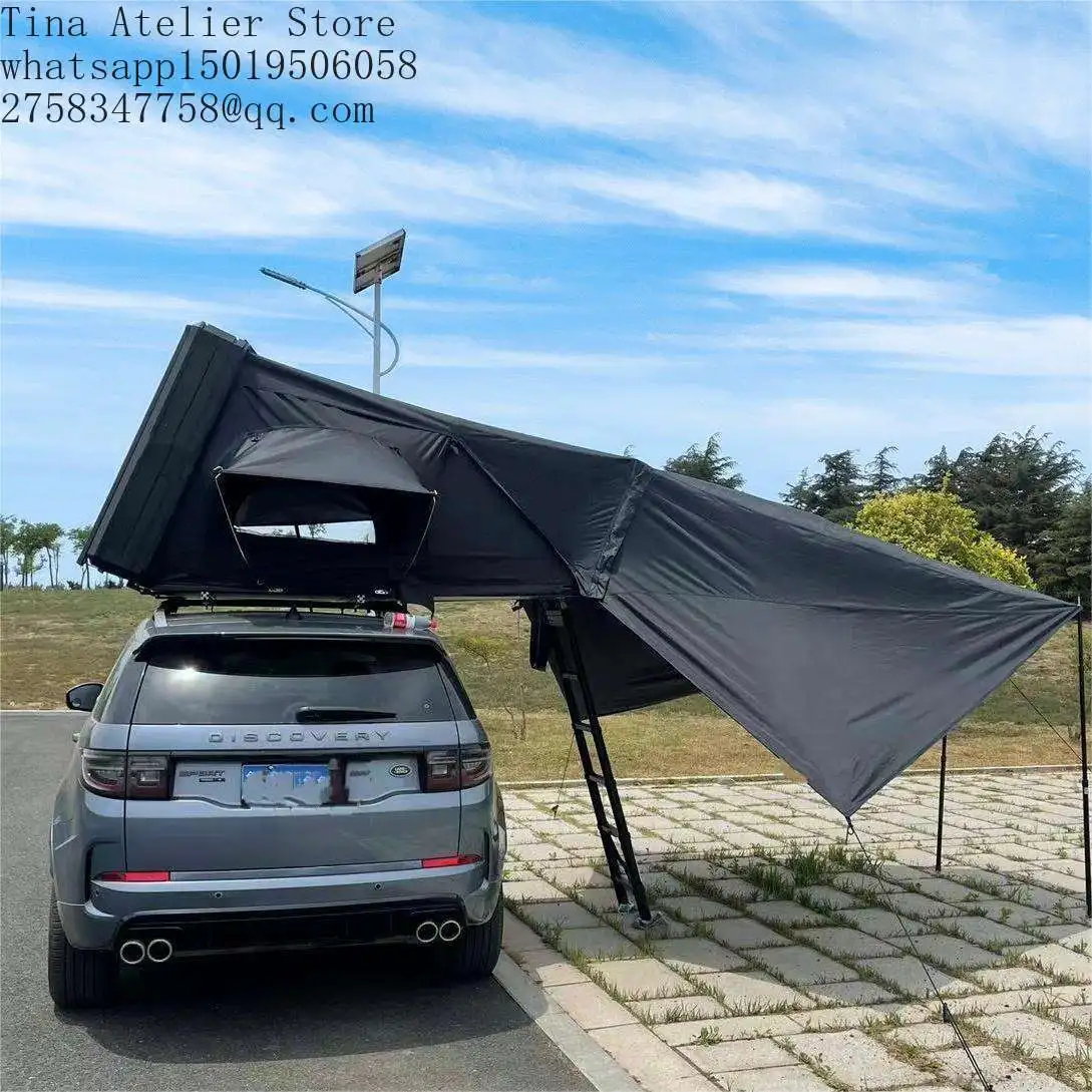 2026 New Outdoor 4 Person Side Fold Out 2XL Hard Shell Aluminum Rooftop Tents Side Opening Hybrid Roof Top Tent With Rack