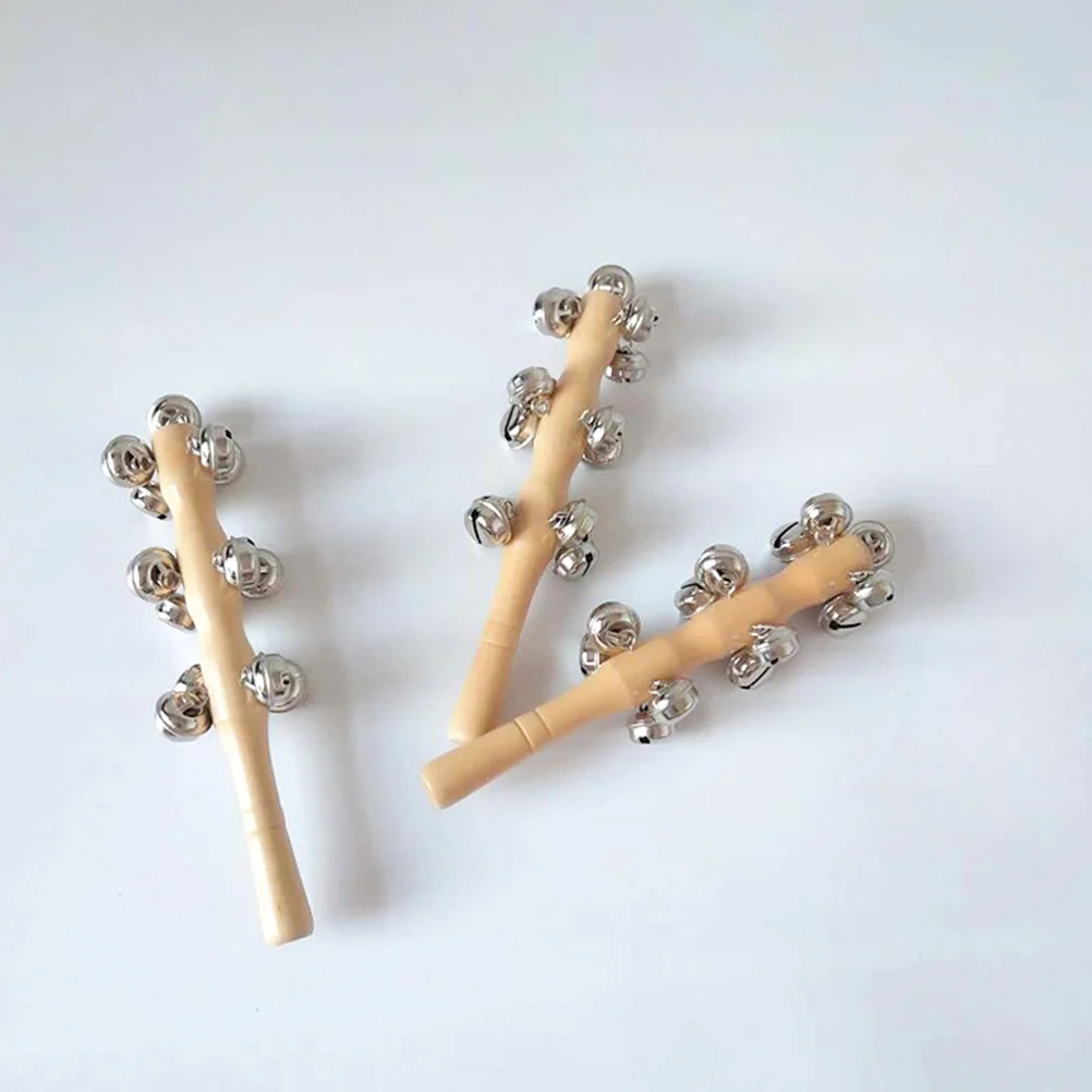 4 Stücke Holz Baby Hand Jingle Bells Rassel Musikinstrument Stimulieren Musik Interesse Auditive Ausbildung Glatte Oberfläche Einfacher Griff