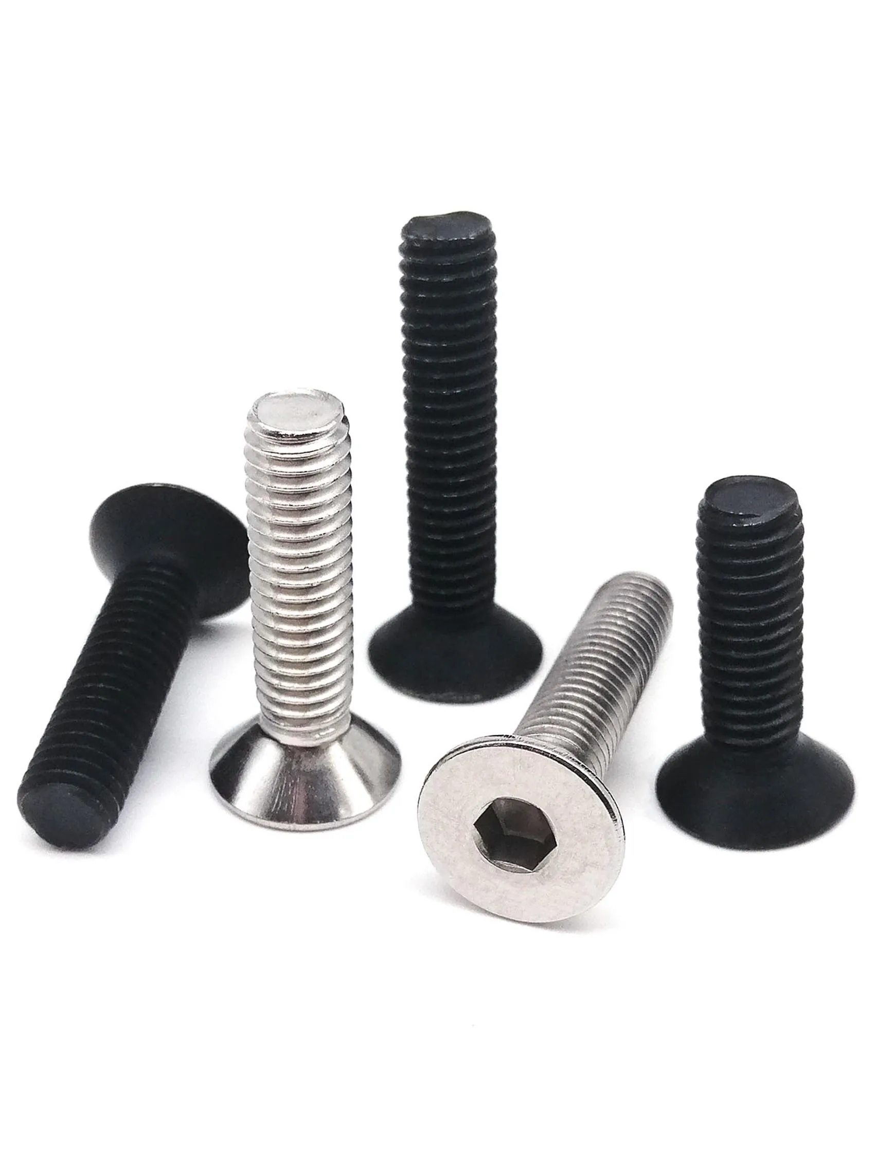 HZYUEGOU M1.6 M2 M2.5 M3 M4 M5 M6 304 Edelstahl Schwarz Güteklasse 10.9 Sechskant-Innensechskantschraube mit Senkkopf – Detail 3