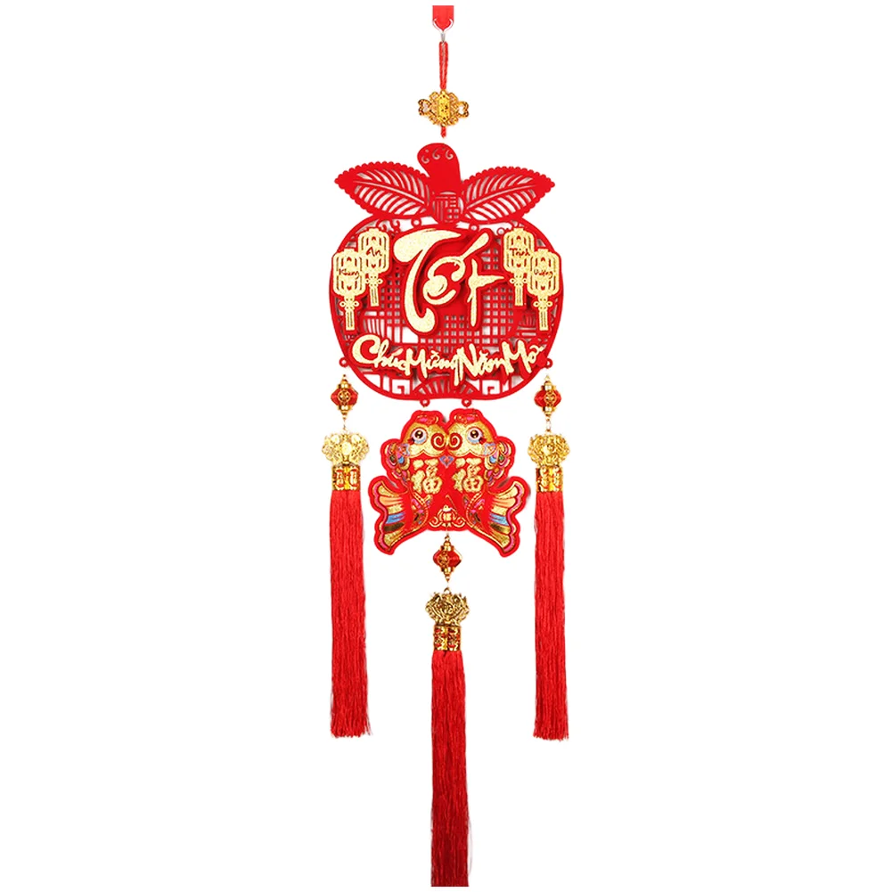 Flannel Handmade Vietnamese New Year Hanging Ornaments with Cultural Lunar Text and Symbolism for Seasonal Decoration Purposes