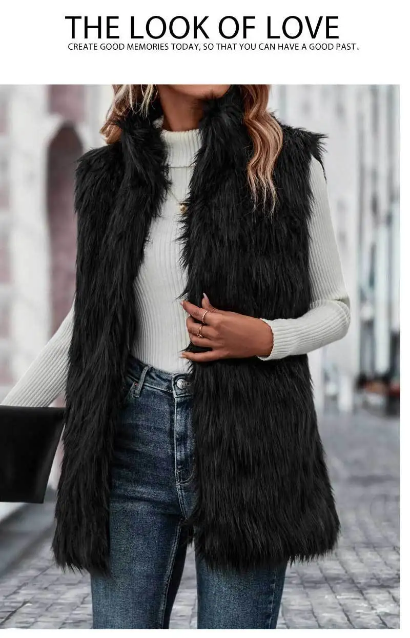 2023 European and American fur imitation fur coat women's vest fur women's coat wholesale AliExpress leisure spring