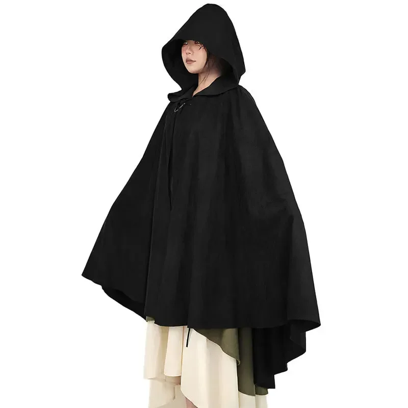 Kapmantel Cosplay Middeleeuwse Cape Halloween Carnaval Unisex Volwassen Magiër Hekserij Wicca Robe Verbergen Jurk Gotische Vampier Ridder