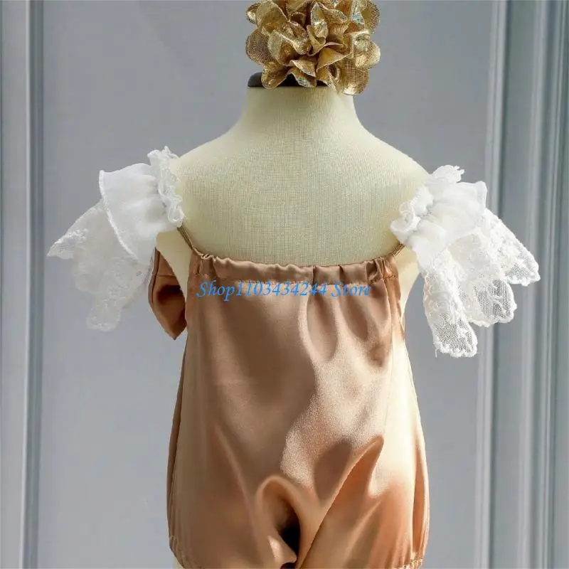 الوليد صور الدعائم زهرة هيرباند الدانتيل رومبير زي الطفل التصوير الملابس صور الزي ملحقات الاستوديو #5