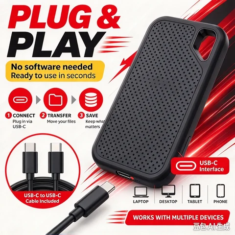 2TB Fast Speed External SSD 4TB Portable Hard Drive Reliable File Backup for Laptop/ PC /Mac/Phone