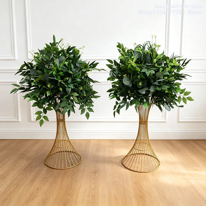 70cm bis 30cm Grüne Pflanzen Blumenball Künstliche Tischdekoration für Hochzeits- und Eventdekoration, Florale Arrangement für den Gang – Detail 2