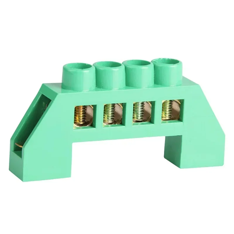 1pcs 4/6/8/10/12 Positions Terminal Block Connector Strip Brass Ground Neutral Bar Electrical Distribution Wire Screw Green
