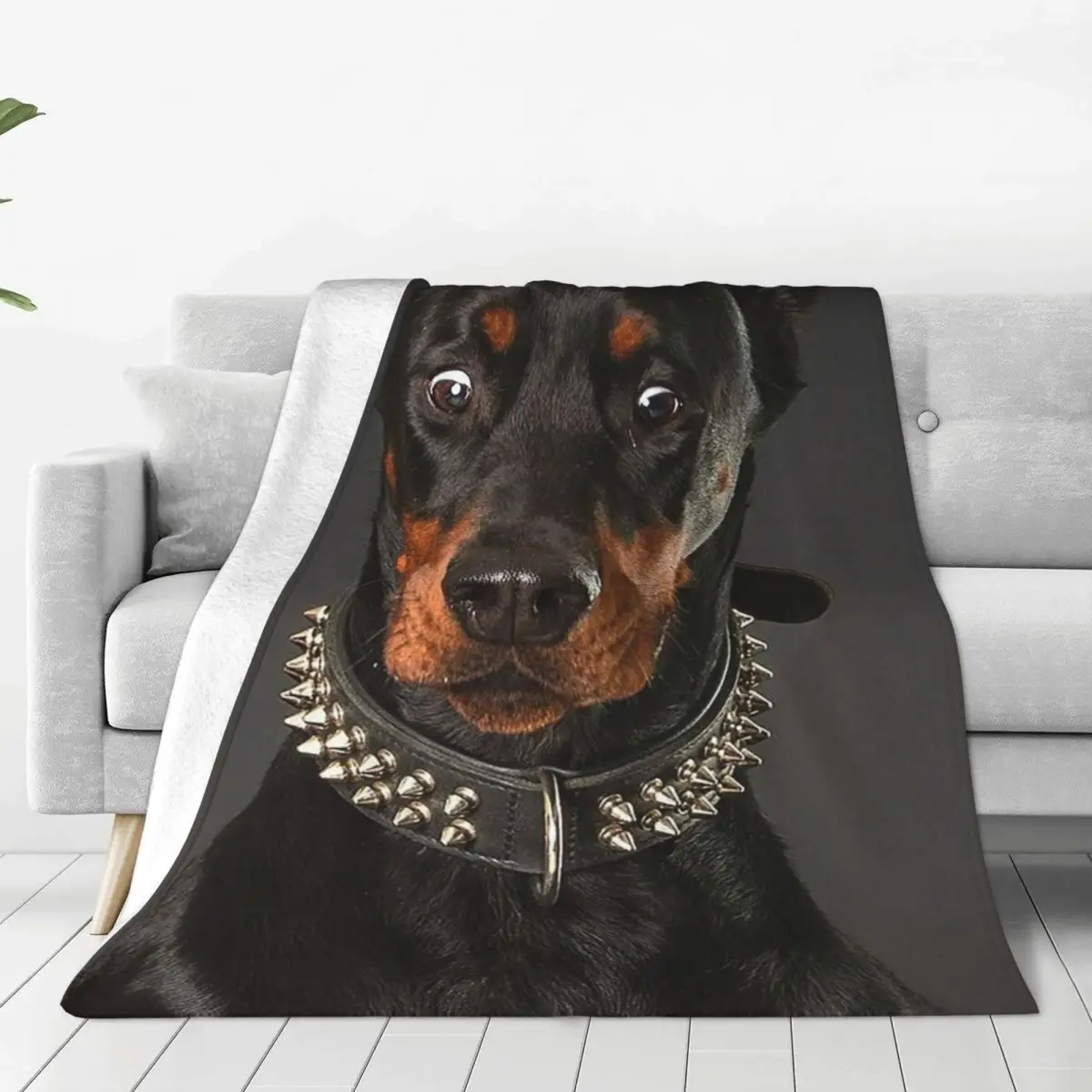 

Doberman Dog Blanket Soft Warm Flannel Throw Blanket Bedspread for Bed Living room Picnic Travel Home Couch