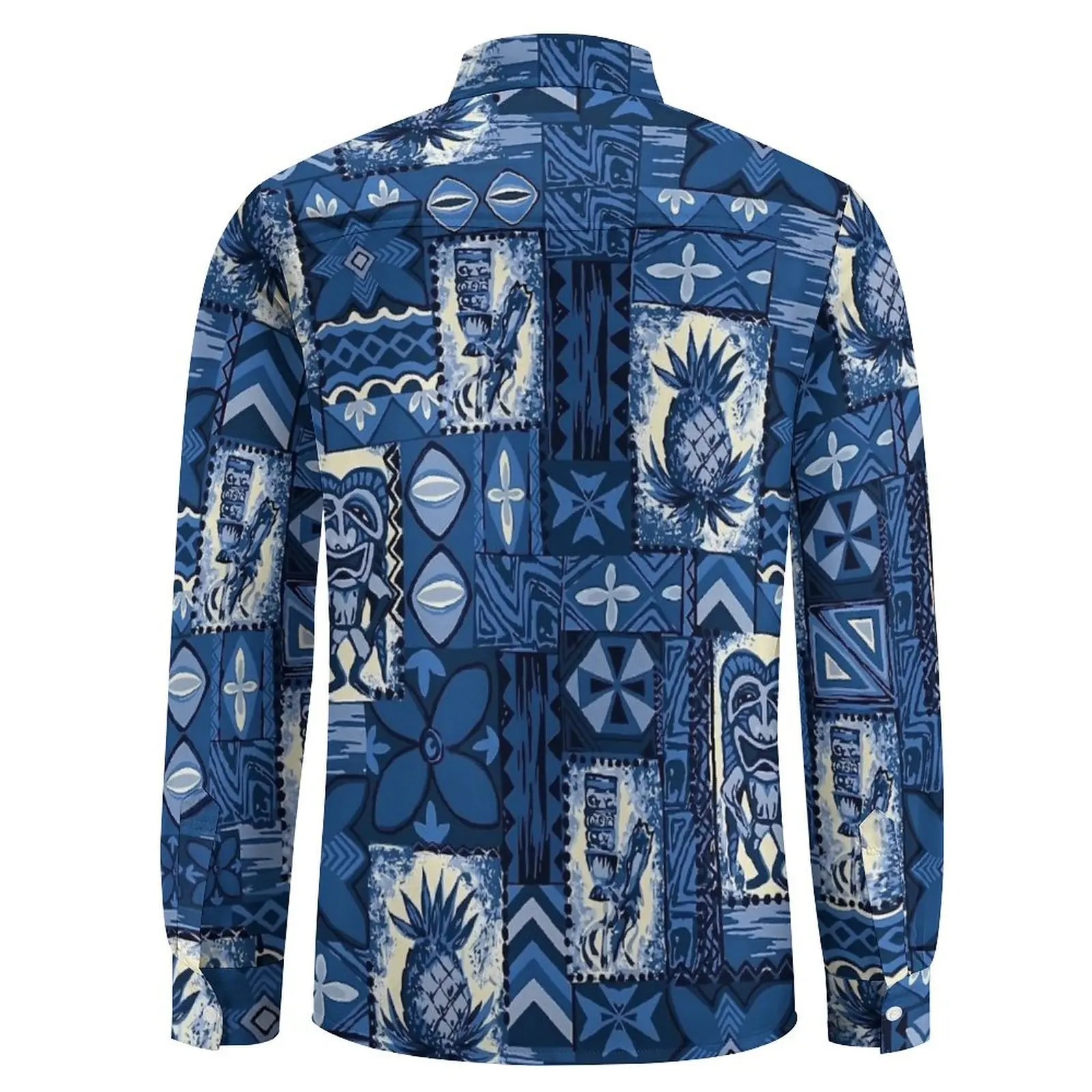 Tiki Hawaiian Vintage Tapa Casual Shirt Männer Streetwear Shirt Herbst Lose Blusen Langarm Design Übergroßen Top