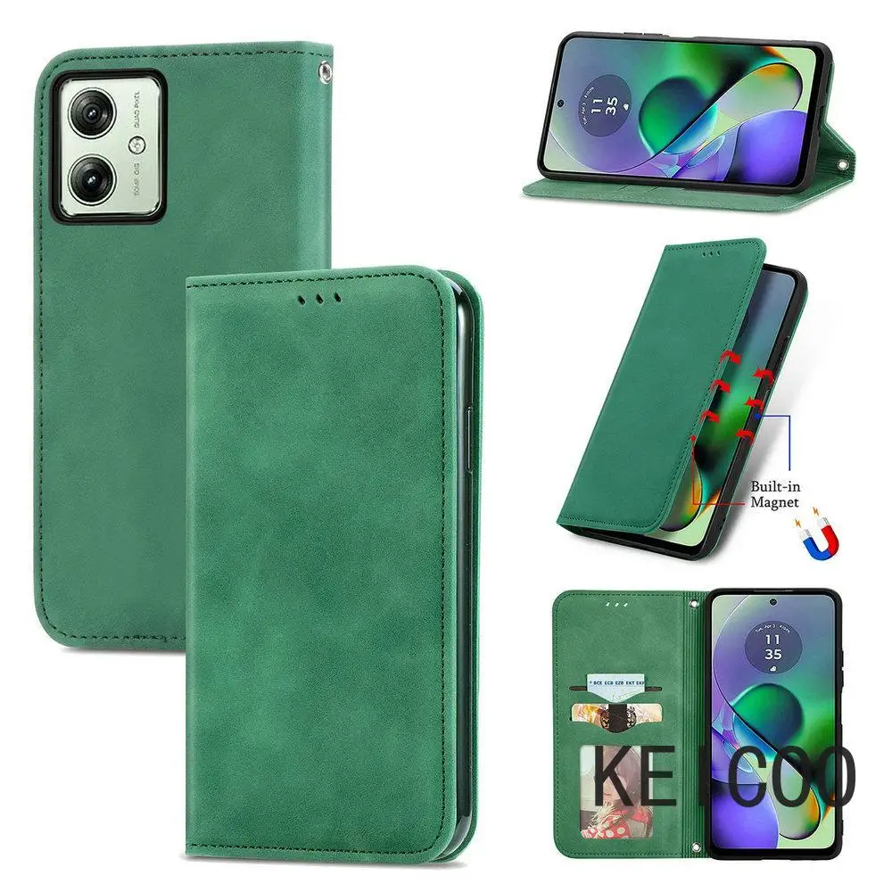 Dla Motorola Moto G85 5G 2024 Flip Case Leather Smooth Wallet Capa Moto G64 G54 G34 G24 Power 54 G84 G 64 34 24 G14 G04 S Cover