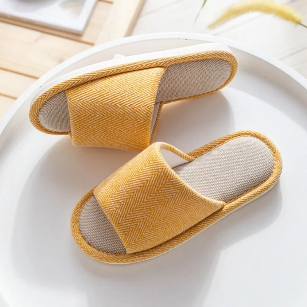 Cozy Letter Linen Bear Slippers Non-slip Soft Soft Home Slippers Casual Footwear Homewear Shoes Washroom