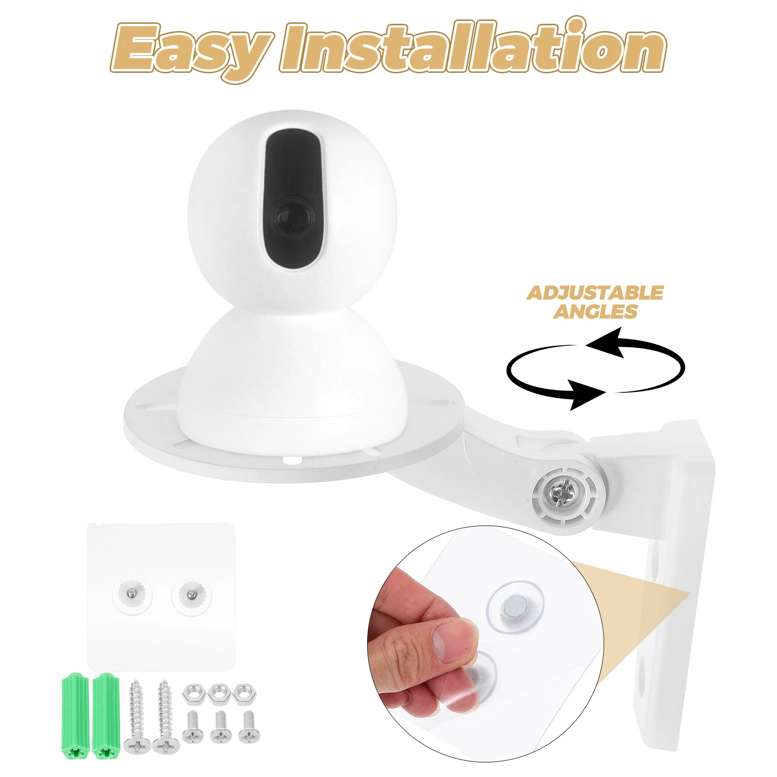 カメラ壁掛けブラケット ドリル不要 角度調整可能 粘着式設置 リングドームミニプロジェクター セキュリティカメラ用