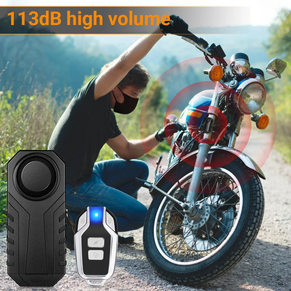 Extractm-Alarme de sécurité antivol étanche pour moto, télécommande sans fil pour vélo et scooter électrique, 113dB