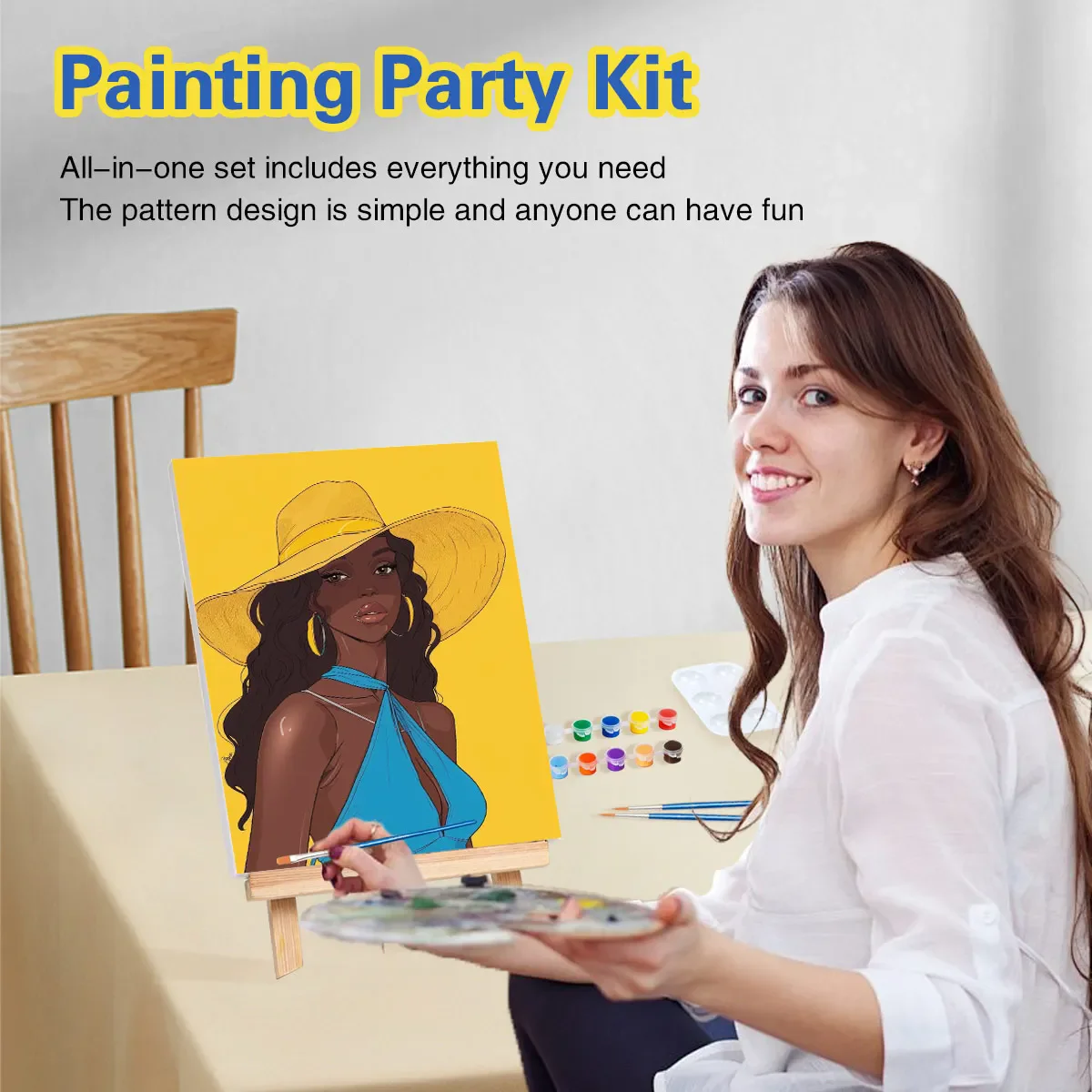 2pcs Framed Couples Paint Party Kits Pre Drawn Canvas For Adults For Paint And Sip Date Night Games For Couples Painting Kit