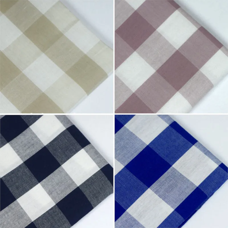 145cm Width Gingham Plaid Check Cotton Fabric 100% Cotton Yarn Dyed Fabric for Dress,Shirts,Black,White,Navy,Blue,by the meter