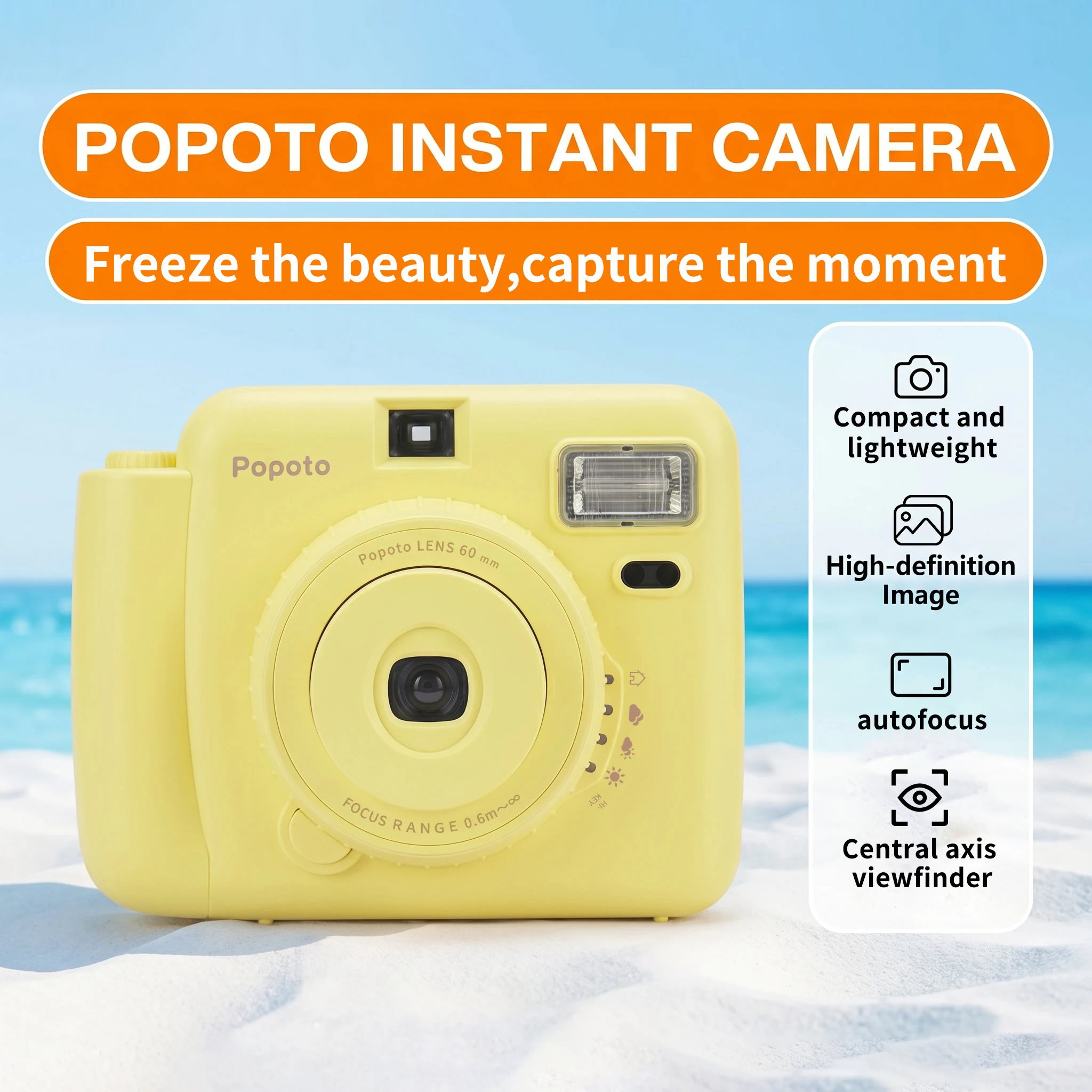 Popoto instant camera is the perfect gift for travel, parties, Christmas, and concerts. It captures vibrant, retro-style photos.