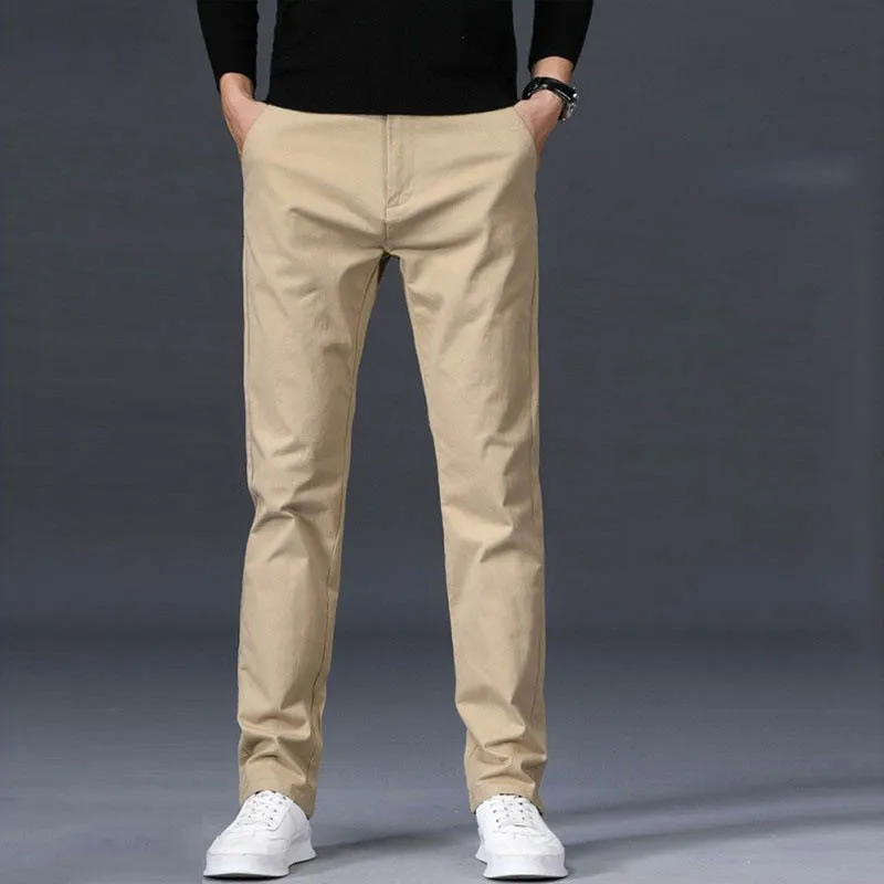 Men's Casual Business Pure Cotton Cargo Pants New Straight Loose Slim Fit Jogger Sweatpants