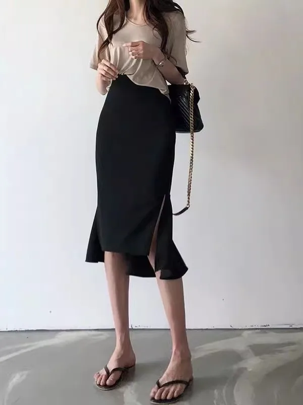 Fashionable High Waist Fish Tail Skirt Women's Premium Design Slim Fit Butt Covering Spring New Style Korean Version Commute