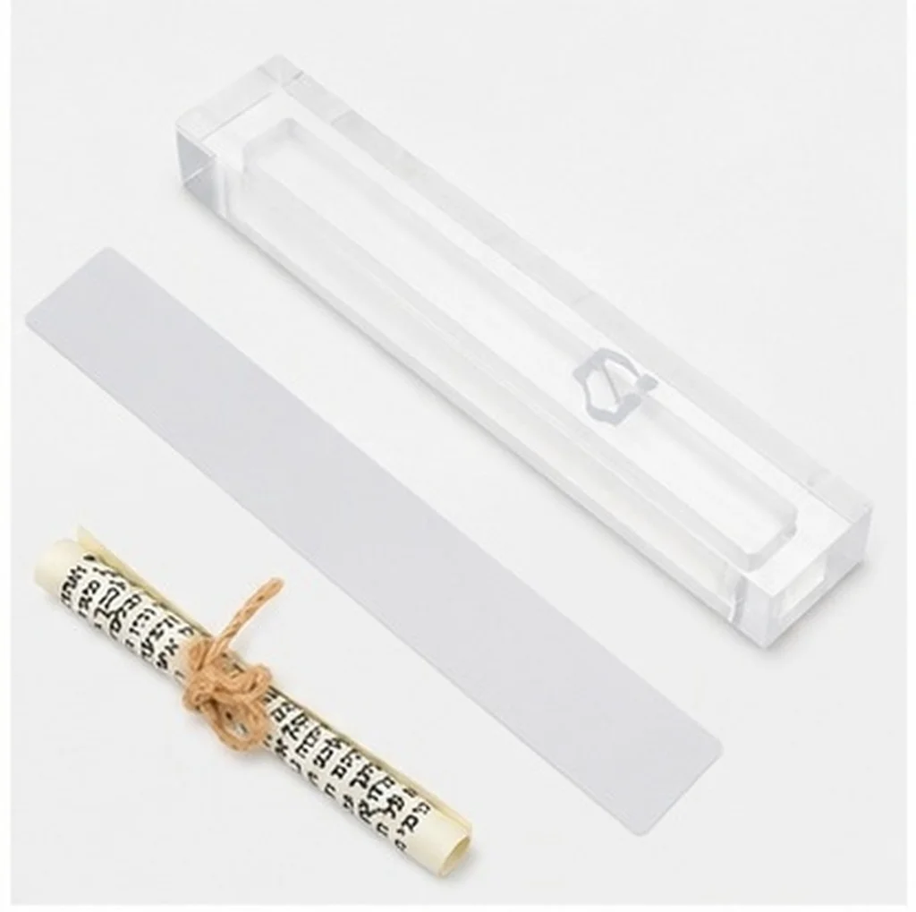 Acrylic Mezuzah Case Clear Jewish Door Blessing Decorative Parchment Scroll Holder Judaica Home Wall Decor Traditional Mezuzah