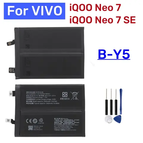 New Replacement Battery B‑Y5 for Vivo iQOO Neo 7 Neo7 Racing V2231A V2232A Smartphone 7.78V 5000mAh Li‑Po Repair Spare Part