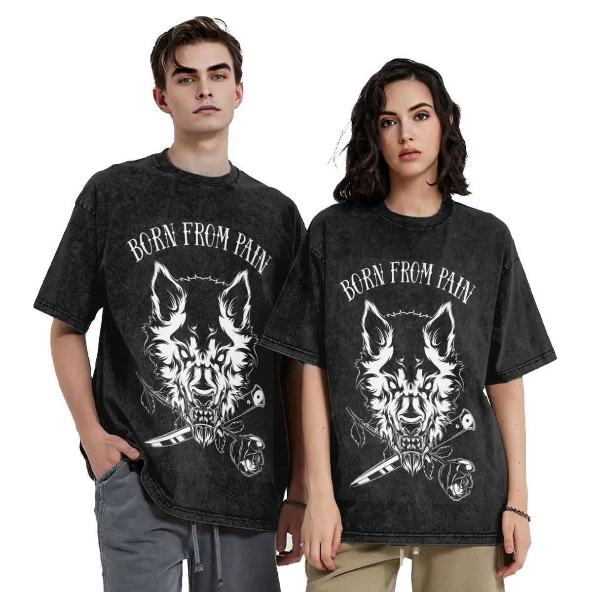 

Snarling Werewolf Wolf Animal (1) Hip Hop Short Sleeve T-Shirts Washed Tops Tees Streetwear T Shirt Printed for Men Women