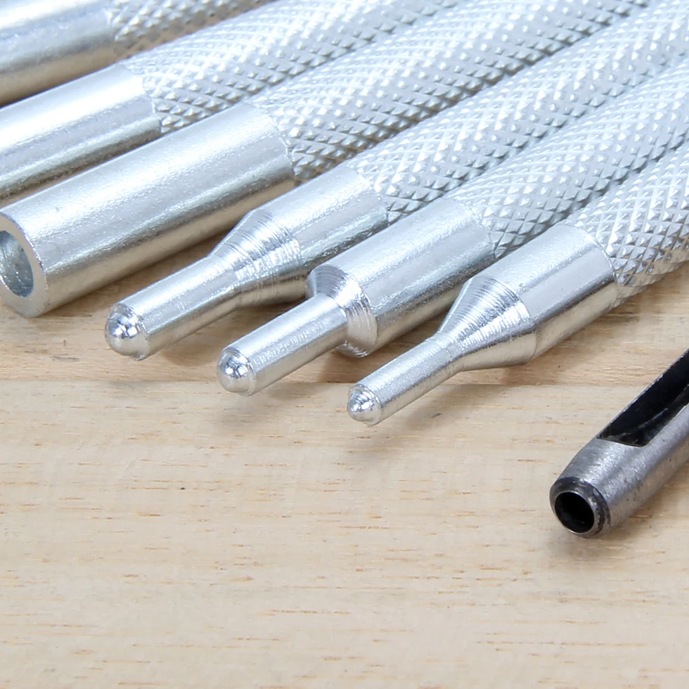 

11 шт., фиксатор заклепок, углеродистая сталь, кожаный дырокол, DIY кожаный ремесленный инструмент, набор дыроколов для установки кнопки заклепки