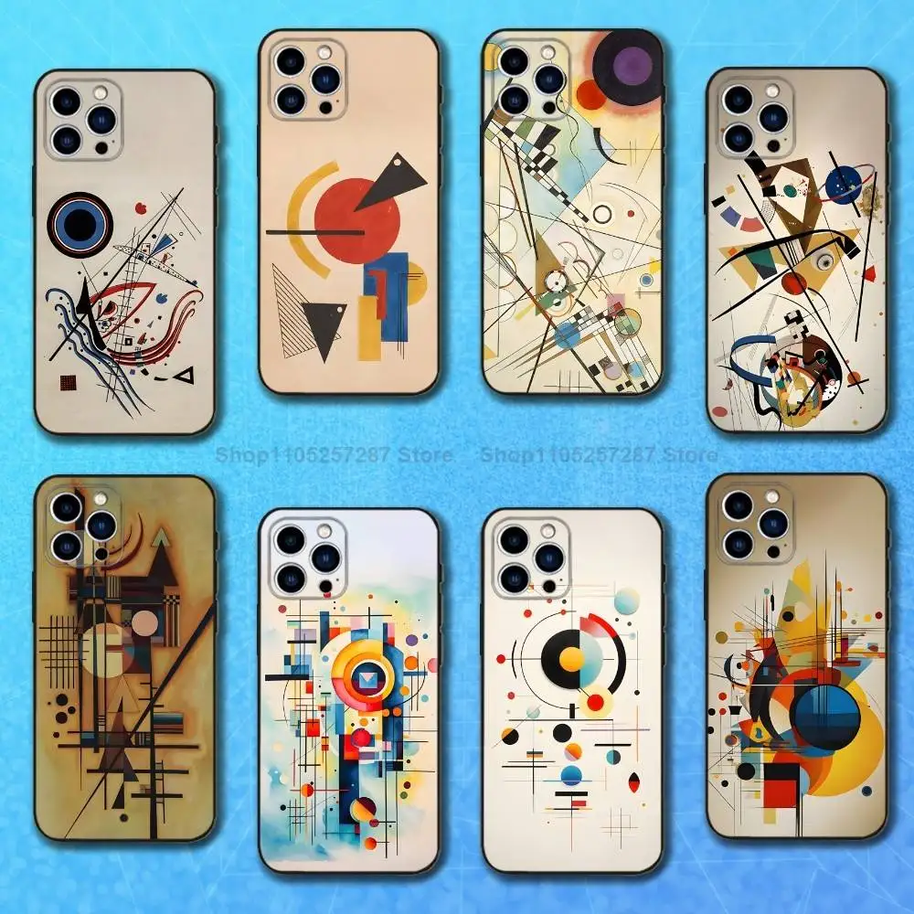 

W-Wassily K-Kandinsky Art Phone Case For iPhone 17,16,15,14,13,12,11,Plus,Pro Max,XS,X,XR,SE,Mini,8,7,Soft Silicone Black