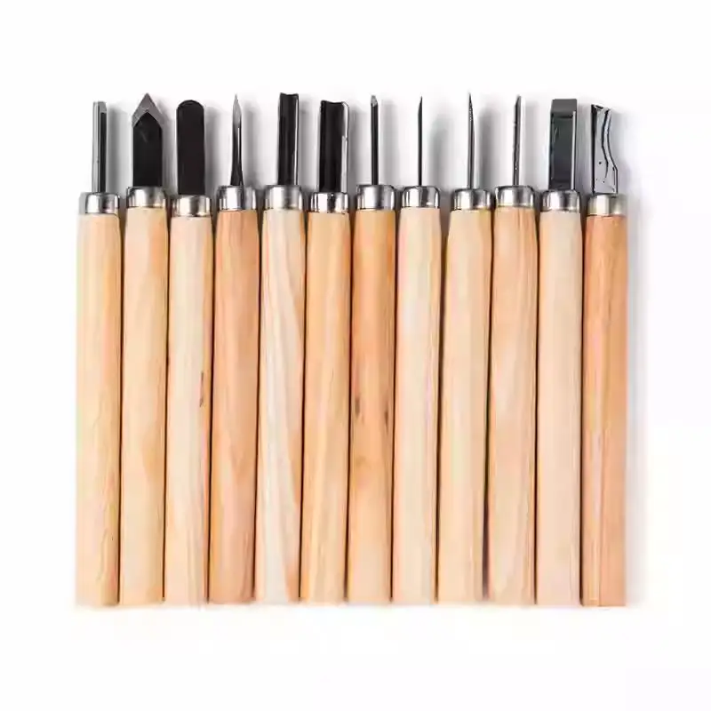  6/8/12 قطعة مجموعة سكاكين منحوتة يدويًا للقطع الأساسي والأعمال الخشبية المفصلة أدوات يدوية ذاتية الصنع سكّين متعدّد الاستخدامات طقم سكاكين TMZ #3