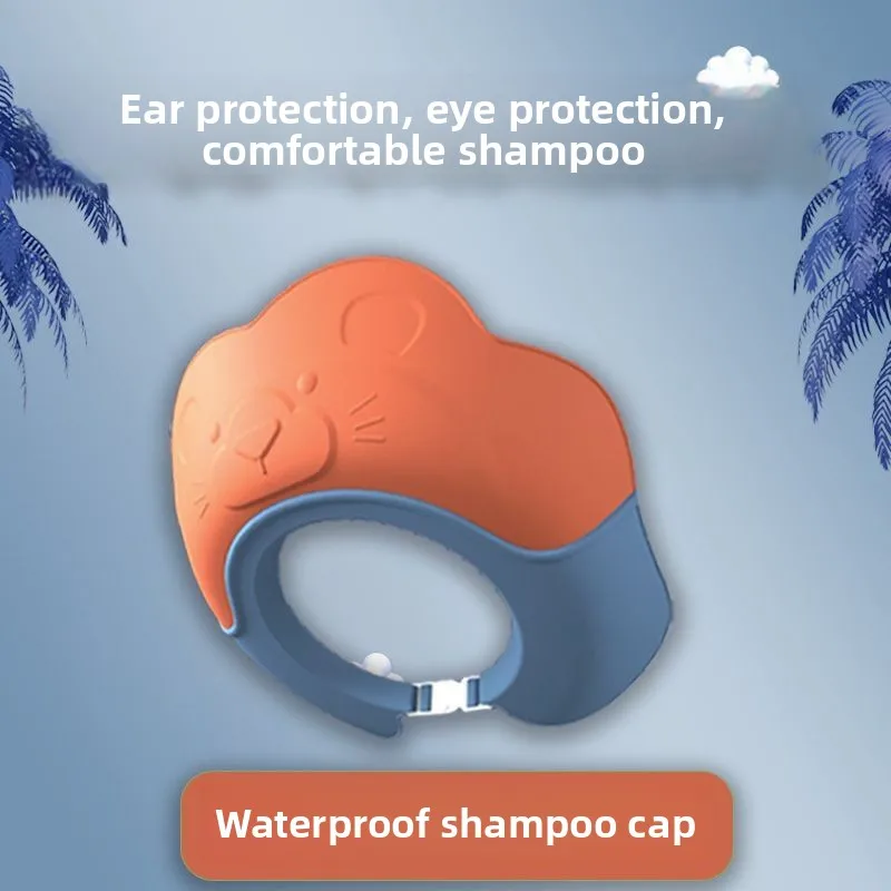 Topi Mandi Anak Tahan Air Topi Mandi Bayi untuk Mencuci Rambut Tanpa Percikan Penutup Telinga Desain Lembut Nyaman