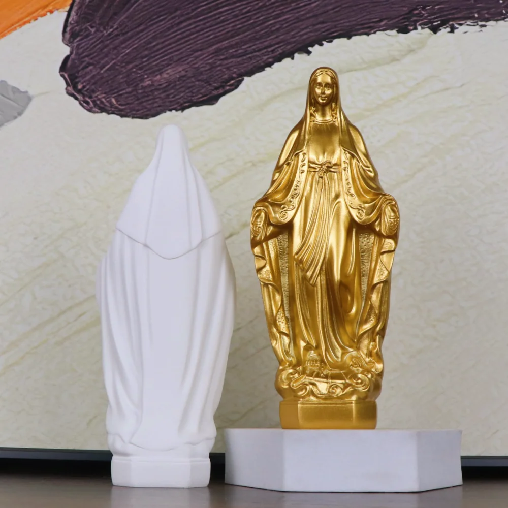 Bild der Heiligen Statue Unserer Lieben Frau Maria, Jungfrau-Statue aus Kunstharz, christliche katholische Dekoration, religiöses Gebet, Figur der Heiligen Familie – Detail 6