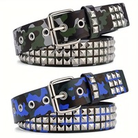 Camouflage Rivet Belt Unisex Fashion Casual All-match Jeans Accessories Girdle Goth Retro Punk Hip Hop Y2k Girl Waistband