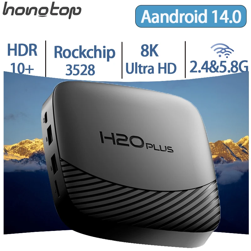 

H20PLUS Smart Android TV Box Android 14.0 RK3528 Чипсет 16 ГБ/64 ГБ Корпус 2,4 и 5G Двухдиапазонный WIFI 8K Медиаплеер Телеприставка