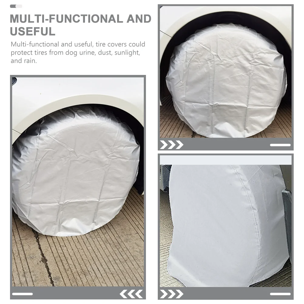 

4 pcs Tire Covers Oxford Fabric Rv Truck Trailer Wheel Protector Uv Rain Dust Dog Urine Resistant Universal Fit