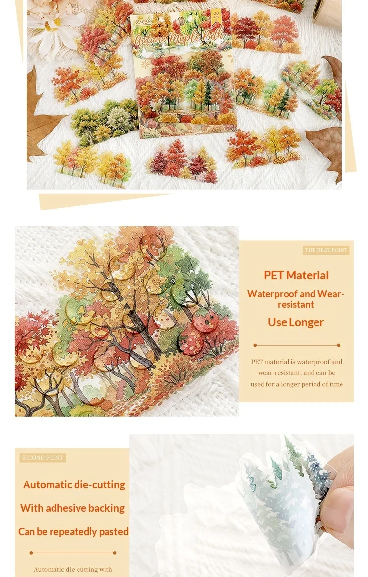 JIANWU Vintage Seasons Forest Tree Landscape Material Collage Scrapbooking PET Sticker Creative DIY Journal Stationery