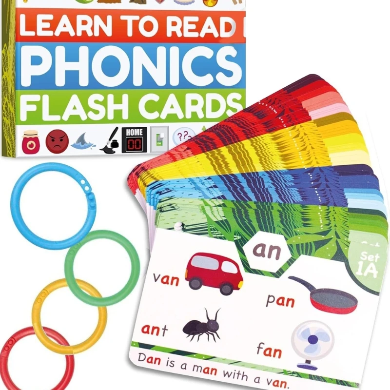 97BE Fast Learn Phonics Cards Early Education Phonics Aid for Preschoolers